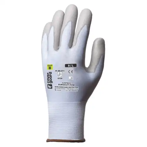 Gants EUROCUT P318 cut B. HPPE J18 bleu paume enduit PU
