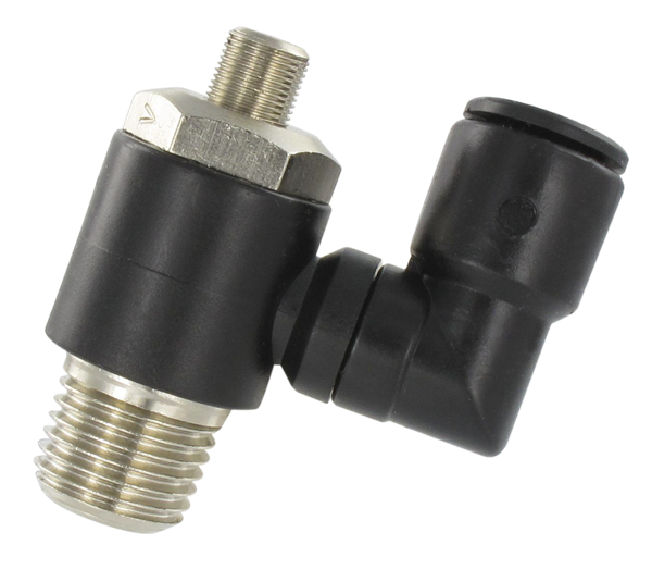 Régulateur de débit banjo orientable à l'admission