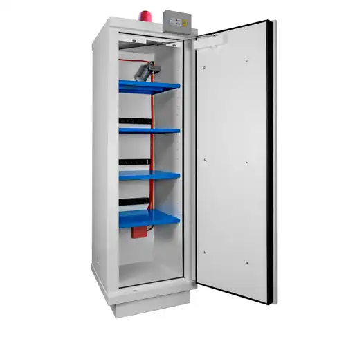 Armoire anti-feu 90 minutes haute 1 porte pour batteries lithium pré-équipée 