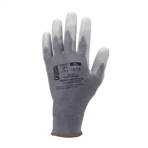 Gants EUROLITE polyester gris J13 paume enduite PU gris