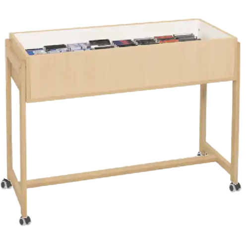 BAC ALBUM BOIS  POUR RANGEMENT CD L125 P50 à roulettes