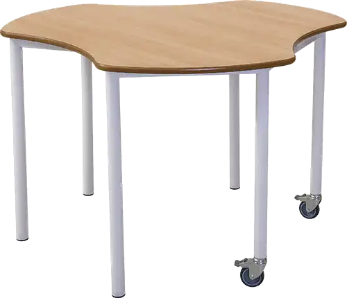 TABLE PRIM forme fantaisie à roulettes stratifié sur médium