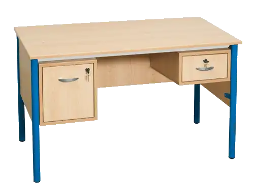BUREAU TUBE ROND Armoire à gauche et 1 tiroir à droite - 130 x 65 cm mélaminé