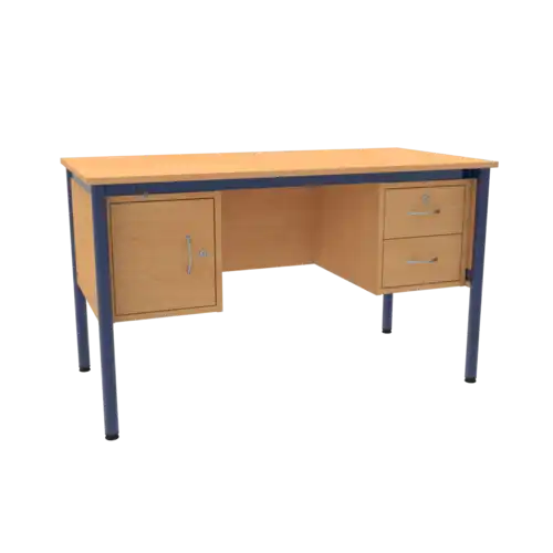 BUREAU TUBE ROND Armoire à gauche et 2 tiroirs à droite - 130 x 65 cm stratifié