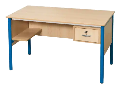 BUREAU TUBE ROND Tablette repose sac à gauche et 1 tiroir à droite - 130 x 65 cm mélaminé