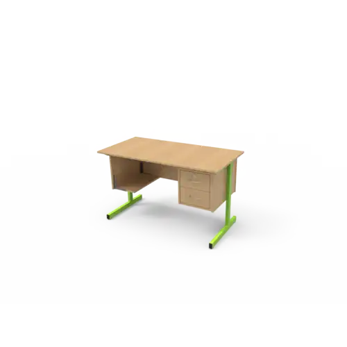 BUREAU TUBE RECTANGULAIRE Tablette repose sac à Gauche - 2 tiroirs à  droite - 130 x 65 cm Mélaminé