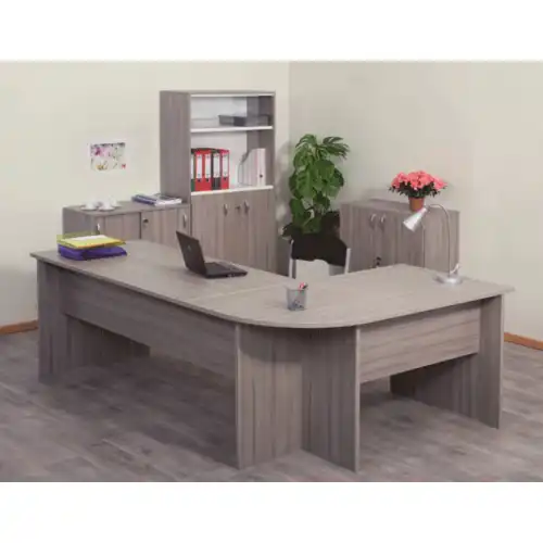 BUREAU ENZO mélaminé chant ABS - 220 x 160 cm avec retour à gauche