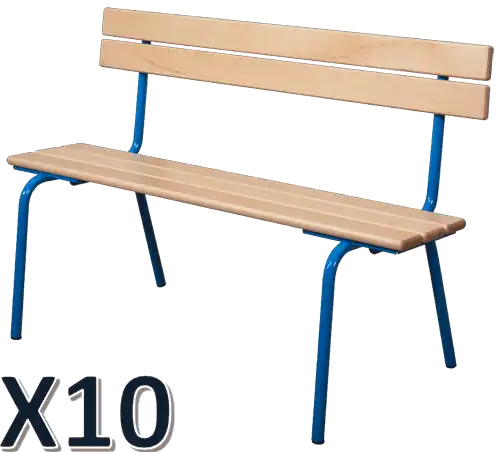 LOT DE 10 BANCS AVEC DOSSIER hêtre massif - L120 cm