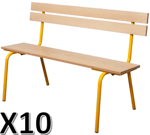 LOT DE 10 BANCS AVEC DOSSIER mélaminé - L200 cm