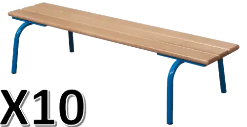 LOT DE 10 BANCS SANS DOSSIER hêtre massif - L120 cm