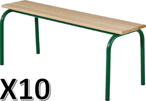 LOT DE 10 BANCS SANS DOSSIER hêtre massif - L120 cm