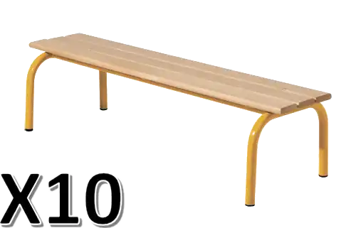 LOT DE 10 BANCS SANS DOSSIER hêtre massif - L160 cm