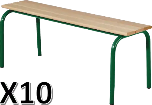 LOT DE 10 BANCS SANS DOSSIER hêtre massif - L160 cm