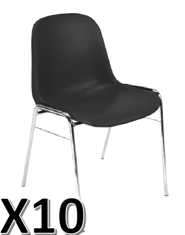 LOT DE 10 CHAISES BETA  Coque Polypropylene Piètement Chromé