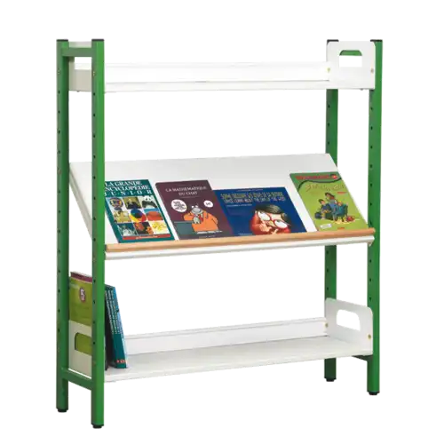 RAYONNAGE NOISY piètement métallique - H120 cm 2 tablettes droites et 1 tablette inclinée