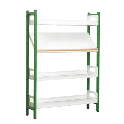 RAYONNAGE NOISY piètement métallique - H150 cm 3 tablettes droites et 1 tablette inclinée