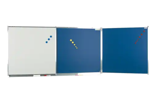 Tableau Triptyque Mixte Blanc et Bleu - 200 x 100 cm