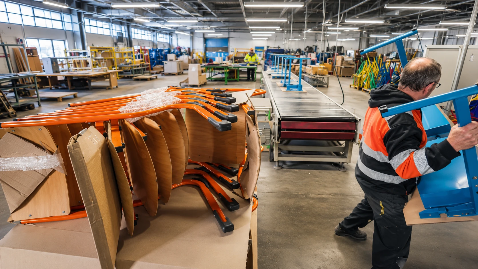 Atelier industriel SDM 4R consacré au reconditionnement du mobilier scolaire