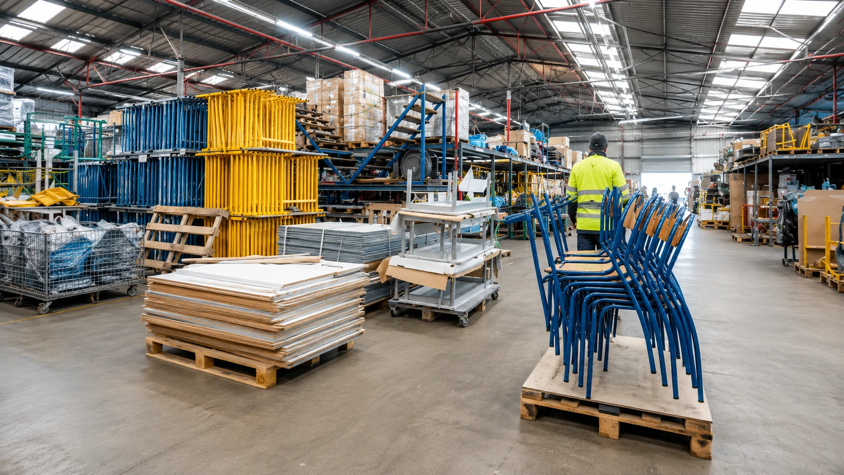 Stock de mobilier scolaire destiné au reconditionnement et au réemploi