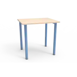 TABLE BERMUDES plateau mélaminé champagnechant ABS - 60 x 40 cm - Hauteur 46 cm - Tube bleu clair