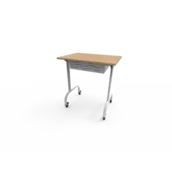 TABLE SCOLAIRE AXEL stratifié chant ABS - 70 x 50 cm avec casier et roulettes