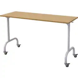 TABLE SCOLAIRE AXEL stratifié chant alésé - 130 x 50 cm avec roulettes