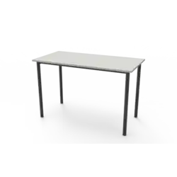 TABLE BERMUDES plateau stratifié Gris moucheté chant ABS - 120 x 60 cm - Hauteur 76 cm - Tube Noir - Embout insonorisant