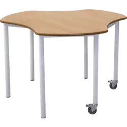 TABLE PRIM forme fantaisie à roulettes stratifié sur médium