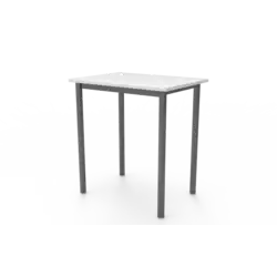 TABLE BERMUDES plateau mélaminé Blanc chant ABS - 70 x 50 cm  - Hauteur 76 cm - Tube Gris RAL 7016 - Embout insonorisant