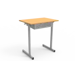 TABLE BELI avec casier - plateau mélaminé Hêtre chant ABS - 70 x 50 cm  - Hauteur 76 cm - Tuble couleur Gris