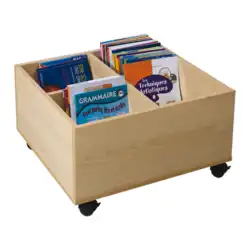 Bac à livres avec 2 roulettes à freins