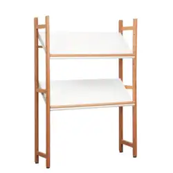 RAYONNAGE BREST piètement bois - H120 cm 2 tablettes inclinées