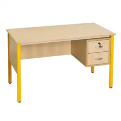 BUREAU TUBE CARRE 2 tiroirs à droite - 130 x 65 cm mélaminé