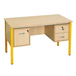 BUREAU TUBE CARRE Armoirette à gauche et 2 tiroirs à droite - 130 x 65 cm mélaminé