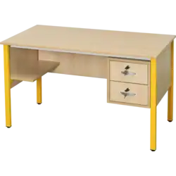 BUREAU TUBE CARRE Tablette repose sac à gauche et 2 tiroirs à droite - 130 x 65 cm mélaminé