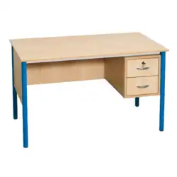 BUREAU TUBE ROND 2 tiroirs à droite - 130 x 65 cm mélaminé