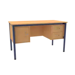 BUREAU TUBE ROND Armoire à gauche et 2 tiroirs à droite - 130 x 65 cm stratifié