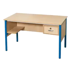 BUREAU TUBE ROND Tablette repose sac à gauche et 1 tiroir à droite - 130 x 65 cm mélaminé