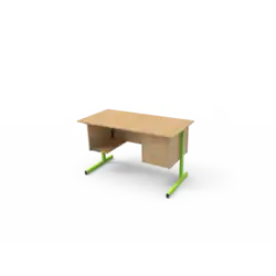 BUREAU TUBE RECTANGULAIRE Tablette repose sac à Gauche - 2 tiroirs à  droite - 130 x 65 cm Mélaminé
