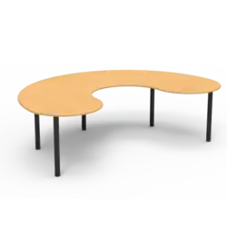 Table scolaire forme haricot 180 x 120 cm - Plateau stratifié et chant médium vernis