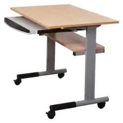TABLE INFORMATIQUE mélaminé chant ABS - 80 x 60 cm sur roulettes