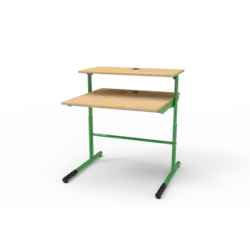 TABLE INFORMATIQUE REGLABLE mélaminé chant ABS - 80 x 50 cm avec tablette repose écran