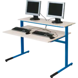 TABLE INFORMATIQUE mélaminé chant ABS - 120 x 80 cm tablette porte écran