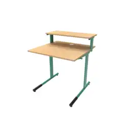 TABLE INFORMATIQUE mélaminé chant ABS - 80 x 80 cm tablette porte écran