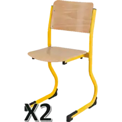LOT DE 2 CHAISE SCOLAIRE CAT Réglable piètement luge - empilable appui sur table