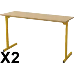 LOT DE 2 TABLES HIMALAYA DEMONTABLE stratifié chant alésé - 2 places 130 x 50 cm