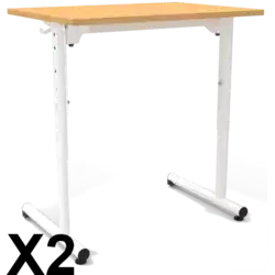 LOT DE 2 TABLES MISSISSIPI DEMONTABLE REGLABLE stratifié chant alésé - 1 place 70 x 50 cm