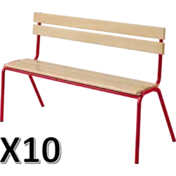 LOT DE 10 BANCS AVEC DOSSIER hêtre massif - L160 cm