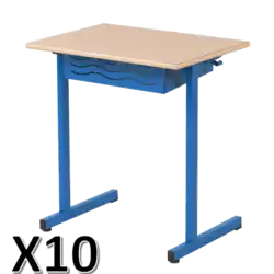 LOT DE 10 TABLES SCOLAIRE BELI mélaminé chant ABS - 70 x 50 cm