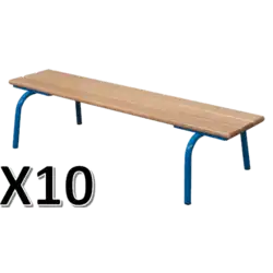 LOT DE 10 BANCS SANS DOSSIER hêtre massif - L120 cm